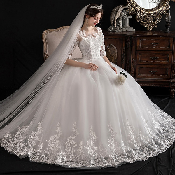 Quality Lace Print Bridal Wedding Dress Designer Elegant Women's Strapless Party Dress | Wish