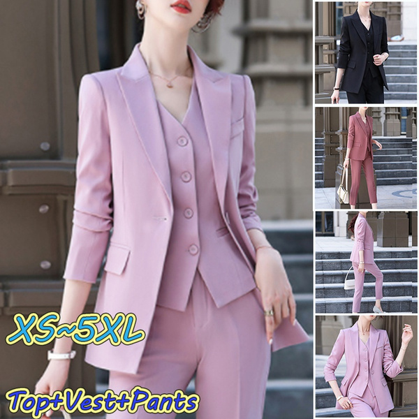 3 Pieces Set Fashion Vest Pant Suit Office Ladies Work Wear for Women  Female Formal Blazer Jacket with Ninth Trousers