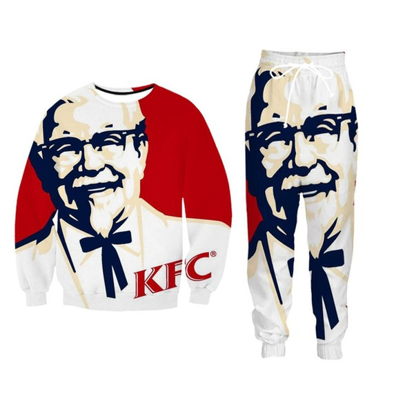 New Men Women s Sportwear Track Suits Print KFC Colonel Crewneck Sweatshirt Jogger PantsTracksuits