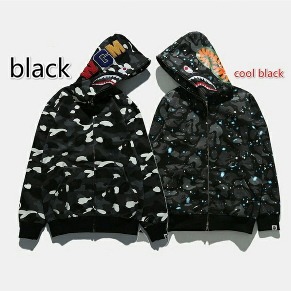 New Bape Shark Luminous Camouflage Hoodies Shark Jacket Men s