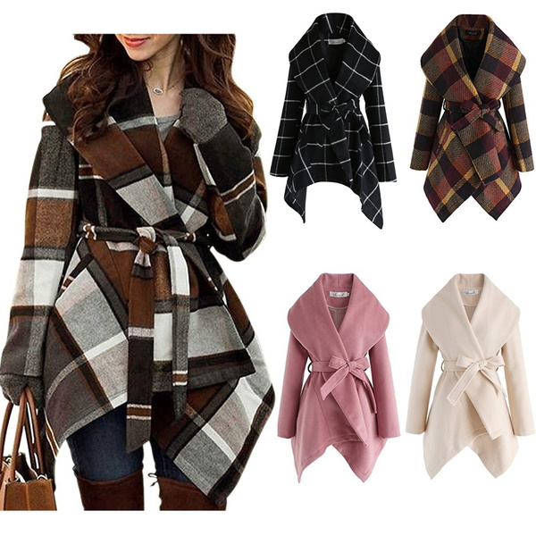 Black/Plum/Cream/Pink Wool Blend Coat 