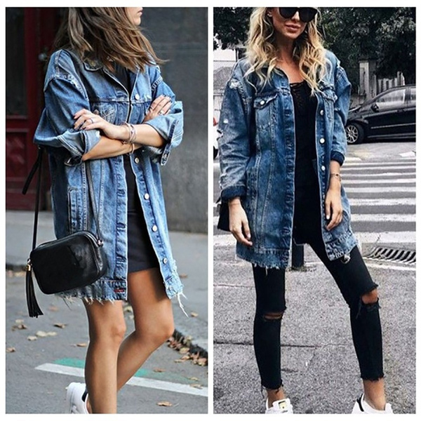 long oversized denim jacket plus size