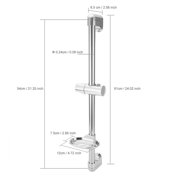 Shower Bracket, Slide Bar, with Soap Box /2" for Home Shower Room Bathroon for Hotel Wish