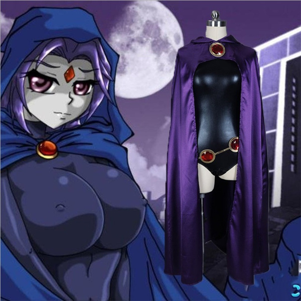 Teen Titans Raven Cosplay Traje De Super-herói Manto Zentai