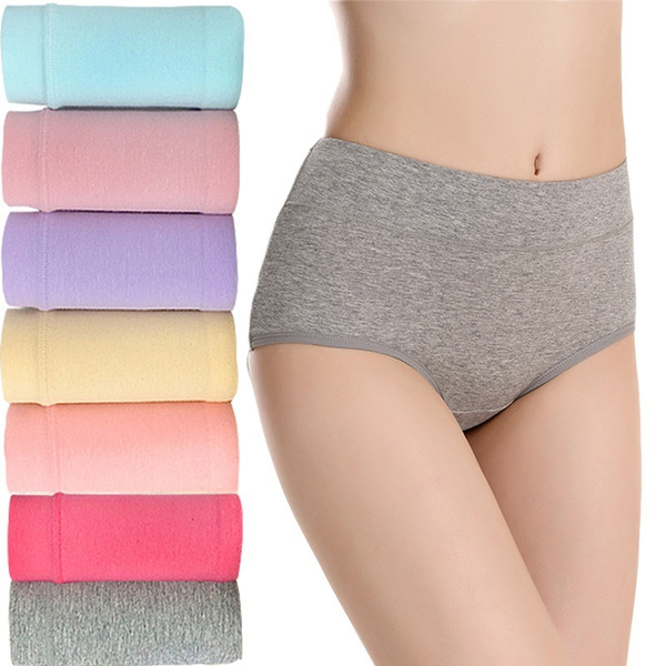 2021 Underwear for Women High Waisted Knickers Stretchy Cotton Panties  Slight Tummy Control Pants1/4/ 8Pack