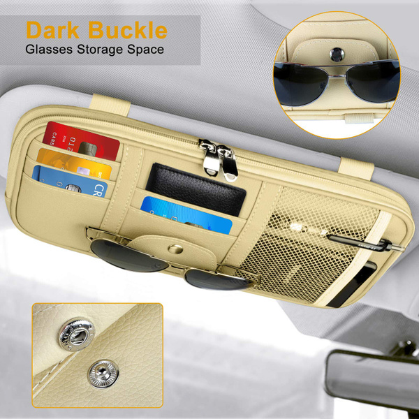 Car Sun Visor Card Holder Pocket Glasses Organizer Pouch Bag Card