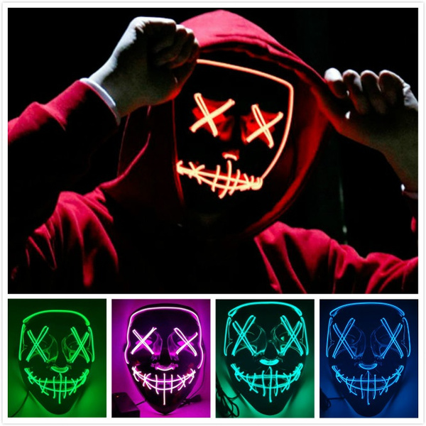 Halloween Led Light Mask Black V Revenge Team Cosplay Party Wish