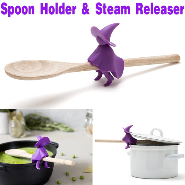 Heat-resistant Silicone Kitchen Spoon Holder And Steam Release
