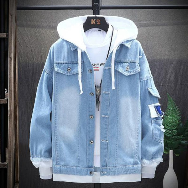 New Fashion Men Hooded Denim Jacket 