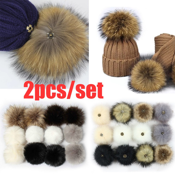 Set 12cm Faux Fur Fluffy Pom Pom Ball 