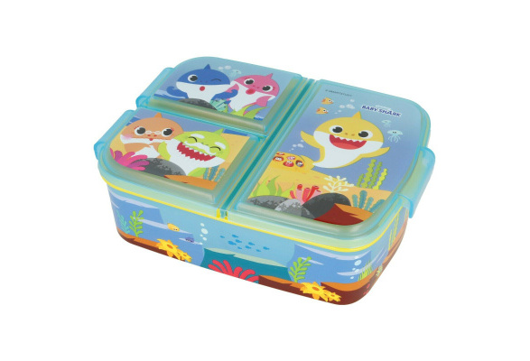 Baby Shark New Design Kids Character 3 Compartment Sandwich Lunch Box  School Licenced Item
