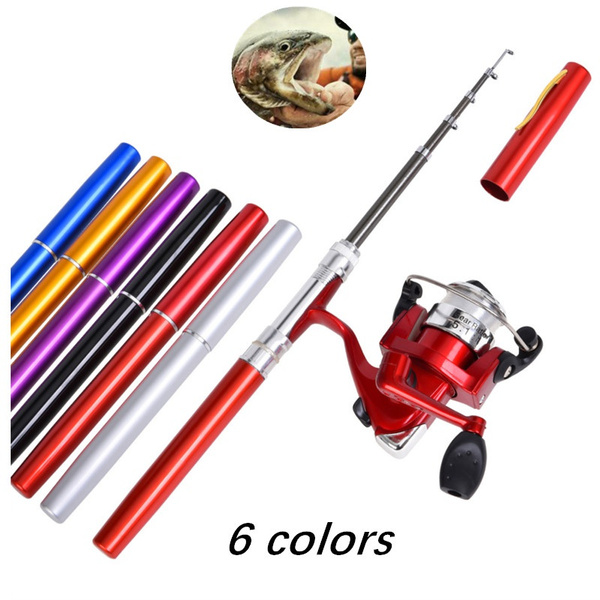2 Piece Set Pen Type Fishing Rod Spinning Wheel Reel Portable Pocket Ice Fishing  Rod Sea Bream Fishing Gear