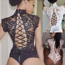 bodycon jumpsuits, Lace, Hollow-out, Tops