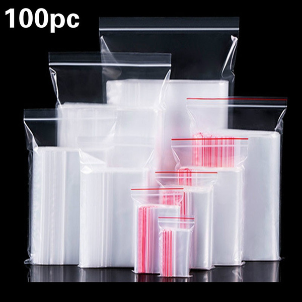100pcs Jewelry Zip Lock Plastic Bags Reclosable Transparent Food Storage Bag New 