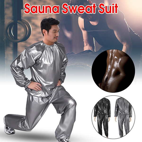 Full Size Black/Gray Sports Fitness Loss Weight Sauna Suit Sweat Suit