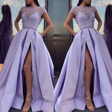 purple, Lace, Beaded, long dress