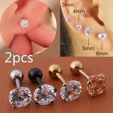 DIAMOND, Jewelry, Stud Earring, stainlesssteelearstud