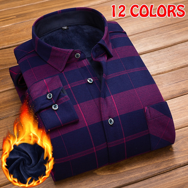 Plus Velvet Shirt Fashion Casual Plaid 