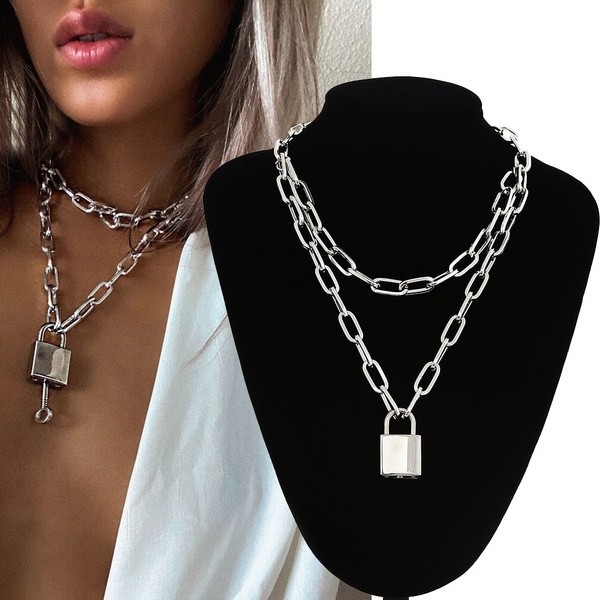 Women's lock deals chain necklace