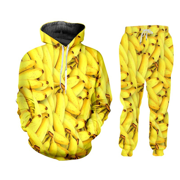 3D Fruit banana 2-piece suit shirt 3D Print Hoodie/Pants Sets Unisex  Tracksuit