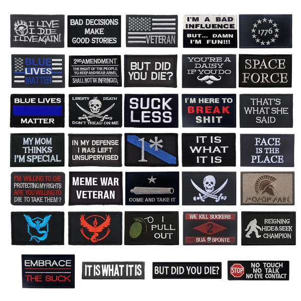 Embroidered Patch Funny Saying Slogan Words Tactical Military Appliqued  Emblem Embroidery Badges Sticker Chevron Strip Patches