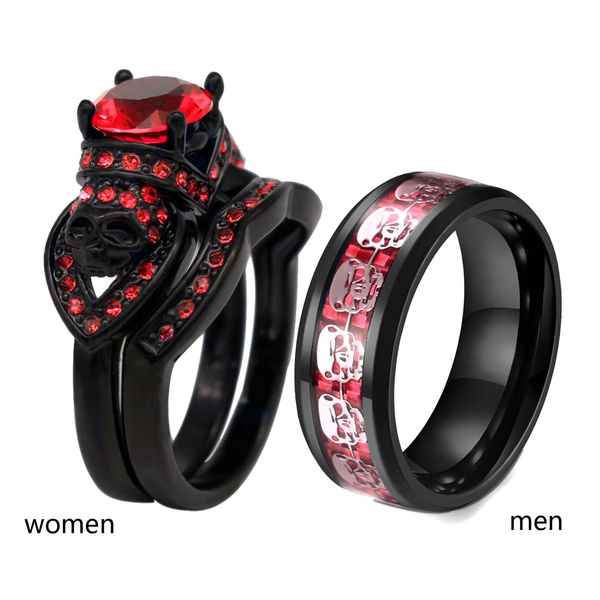 Skull wedding rings hot sale for him