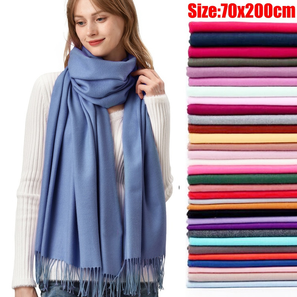 Women Winter Scarf Pure Cashmere Scarves Thick Neck Warm Headband Hijab Lady  Shawls Wraps Blanket Pashmina Female Echarpe 200*70cm