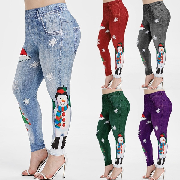 Casual Leggings For Women Fashion Christmas Pattern High Waist