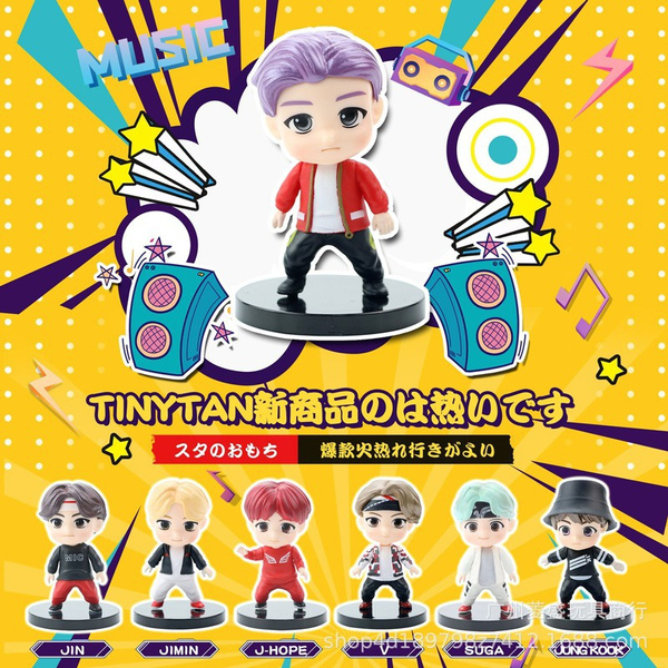 Kpop Bts Tiny Tan Animation Cartoons Doll Idol Star Periphery Collectibles Car Decoration Kid Toy Set Army Wish