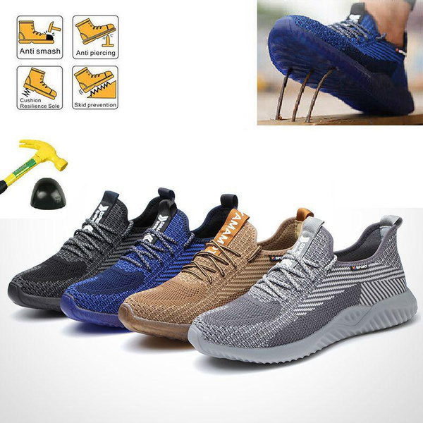 Men's Safety Shoes Steel Toe Trainers  Cap Work Boots Hiking Shoes Breathable 