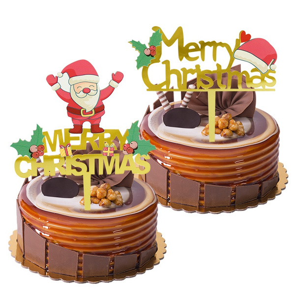 Party Acrylic Cake Flag Topper Cake Decoration Card Inserting Christmas Party Acrylic Cake Flag Topper Cake Decoration Card Inserting Christmas