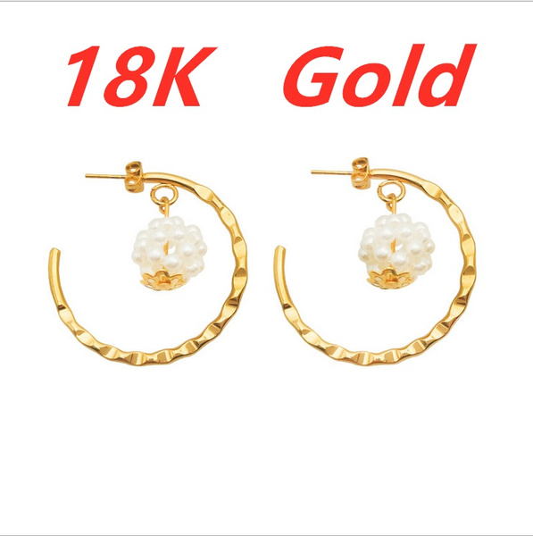 18K Solid Yellow Gold White Gold Drop Dangle Crystal Earrings for Women