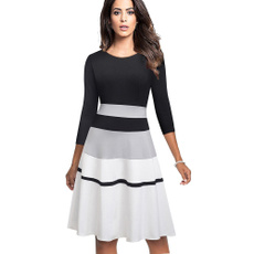 Swing dress, office dress, Vintage Dresses, striped dress