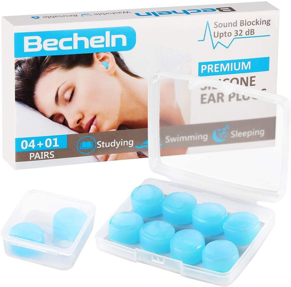 Ear Plugs for Sleeping, Reusable Silicone Moldable Noise Cancelling Sound  Blocking Reduction Earplugs for Swimming, Snoring, Concerts, Shooting