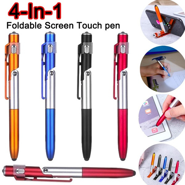 4 in 1 Multi-functional LED Folding Light Screen Stylus Touch Ballpoint Pen 