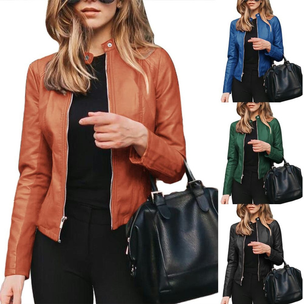 Chaqueta de cuero PU para mujer abrigo de talla grande 5XL moda de Chaqueta de cuero PU para mujer abrigo de talla grande 5XL moda de