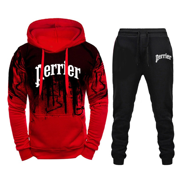 Perrier Printed Tracksuits For Men Casual Hoodie Pant 2 Piece Set ...