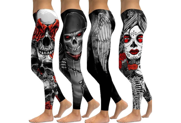 2020 Newest Women Plus Size Punk Style Womens Skull Leggings High