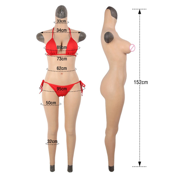 Plus Size Half Bodysuit Silicone Crossdresser Breast Forms C D F Cup Fake  Boobs
