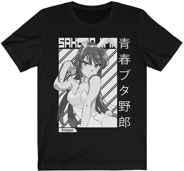 Waifu Unisex Kawaii AoButa Anime Shirt Rascal Does Not Dream of Bunny Girl Senpai Manga Tee Anime Shirt Mai Sakurajima Streetwear