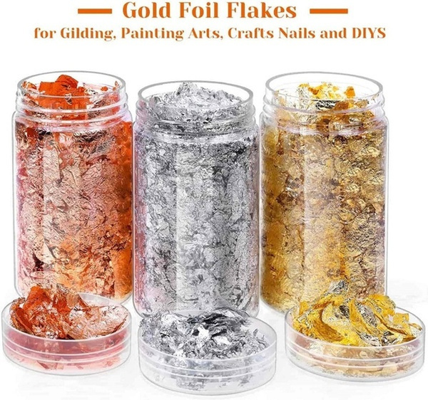 Gold Flakes for Resin, Gold Foil for Nails, Gold Foil Flakes Imitation Gold  Leaf for Jewelry Resin, Nails and Jewelry Making 