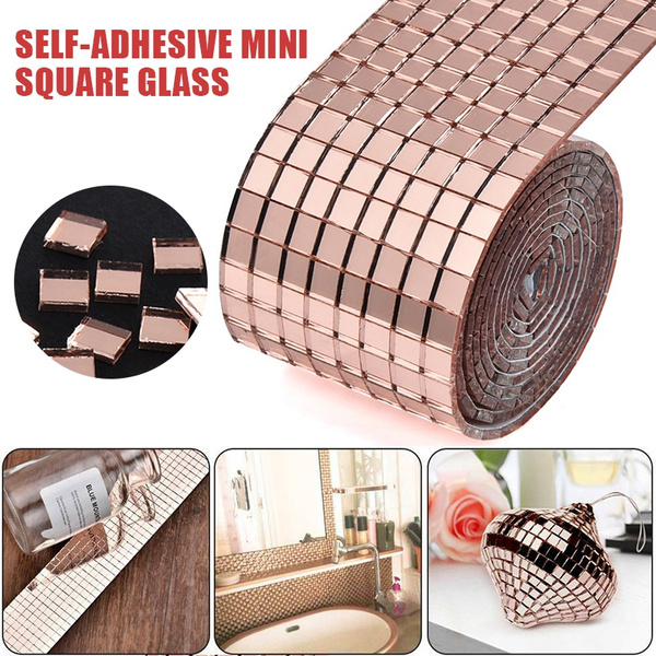 1m Self-Adhesive Mini Glass Square Mirror Mosaic Tiles Stickers