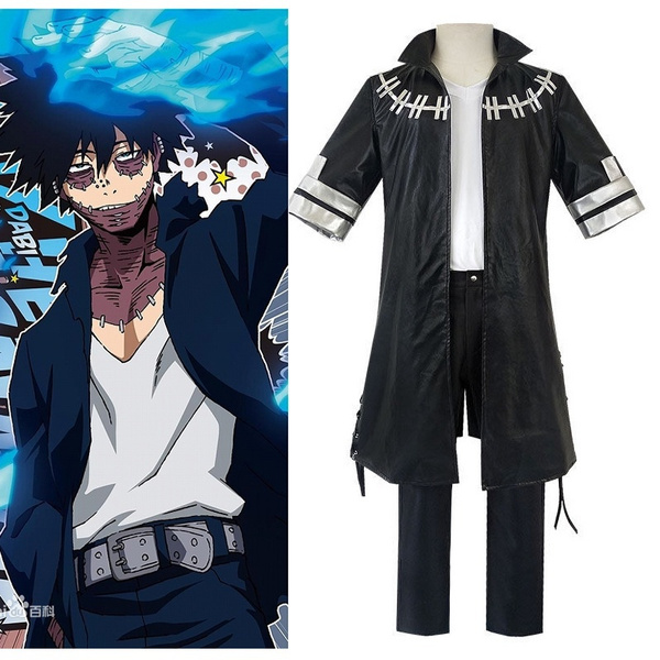 Costume Cosplay Dabi My Hero Academia (MHA) Pour Homme - Veste Cuir PU + Pantalon + T-Shirt, Tailles S à 3XL