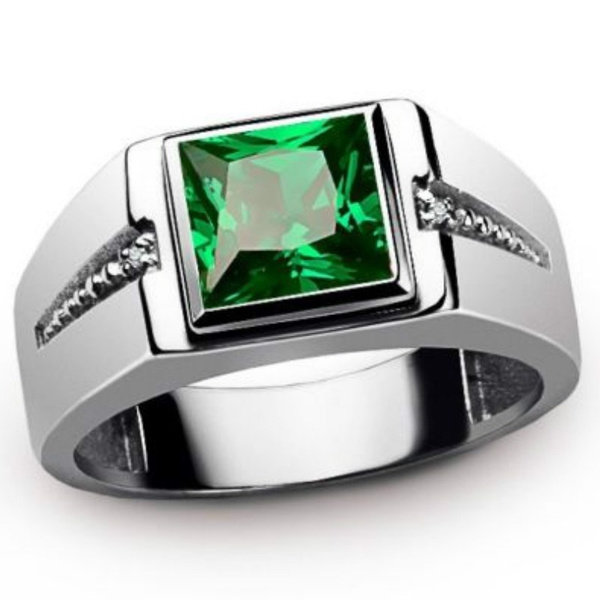 Mens natural emerald on sale rings