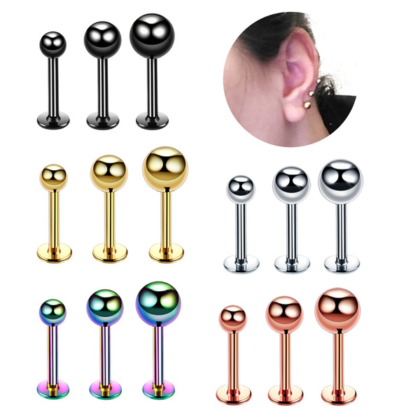 Tragus Piercings in 925 Sterling Silver and gold color