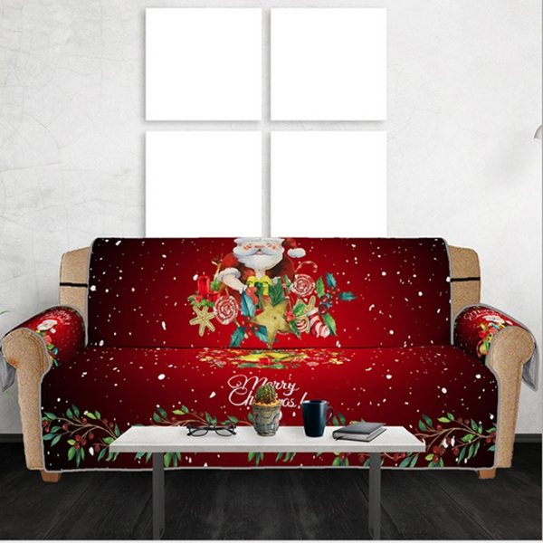 1/2/3 Seater Christmas Sofa Cover Polyester Couch Cushions Pad ...
