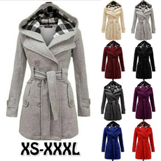 Veludo, woolenovercoat, hooded, Long Coat