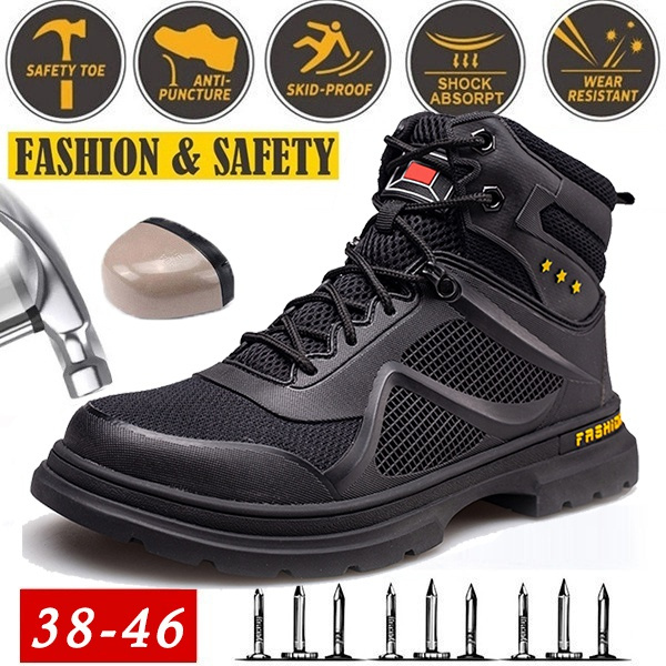 Smash-proof and Puncture-proof Breathable Safety Shoes Steel Toe Cap Wear-resistant Boots Protective Hiking Boots Men Plus Size 38-46 | Wish