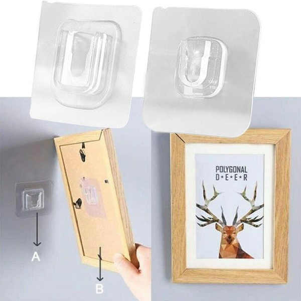 WishHaus Double Sided Adhesive Wall Hooks Heavy Duty Sticking for