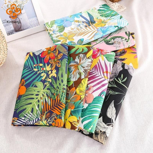 Hawaiian Printed Cotton Poplin Fabric Summer Beach Pants and Dress